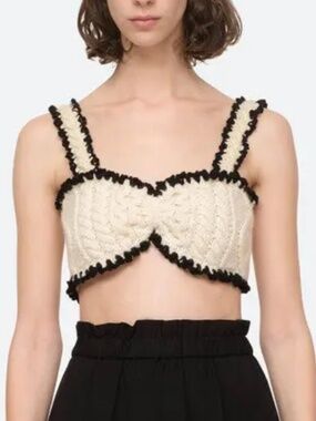 Sea NY Ferdi Fisherman Hand Crochet Top, Size Medium